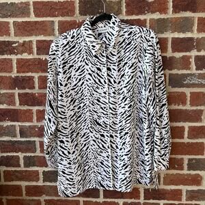 Vtg Liz Baker Zebra Button Up Shirt Size Large